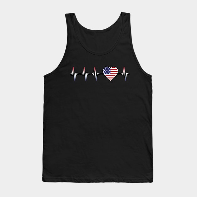 American Heartbeat I Love America Heart Flag Patriotic Gift  Tank Top by Eyes4